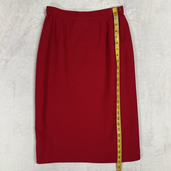 Vintage Lilli Ann Red Wool Midi Skirt Suit 6 Mandarin Gold Button USA Union FLAW - Picture 12 of 16
